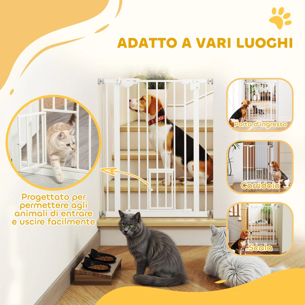 Cancelletto per Cani con Porta ¨C Minimal ¨C Bianco 74x91 cm