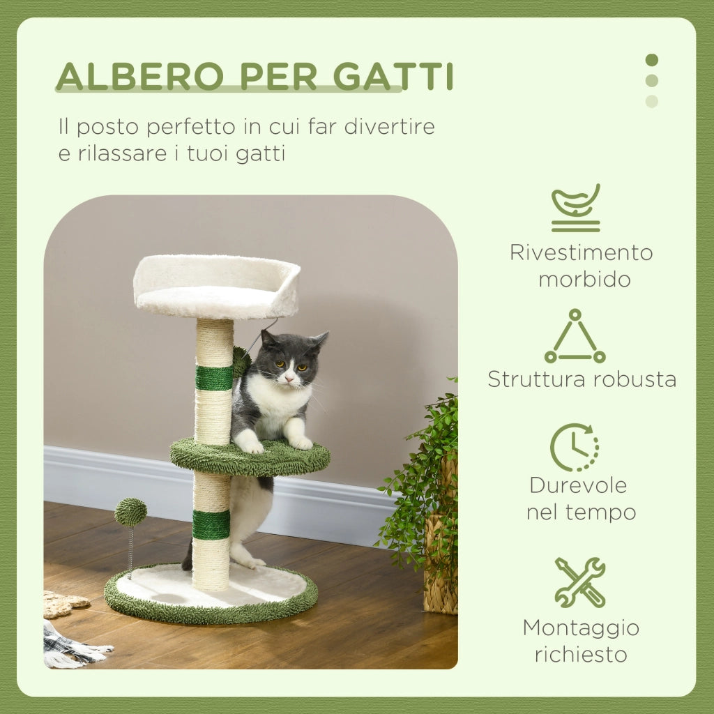Tiragraffi per Gatti con Lettino e Piattaforma ¨C Xylo ¨C Verde e Bianco