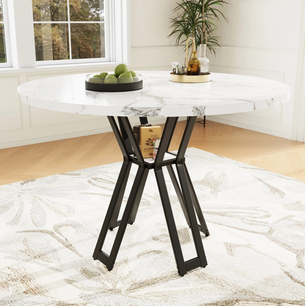 Tavolo da pranzo 100x100x76 cm con piedini regolabili; MDF e metallo nero