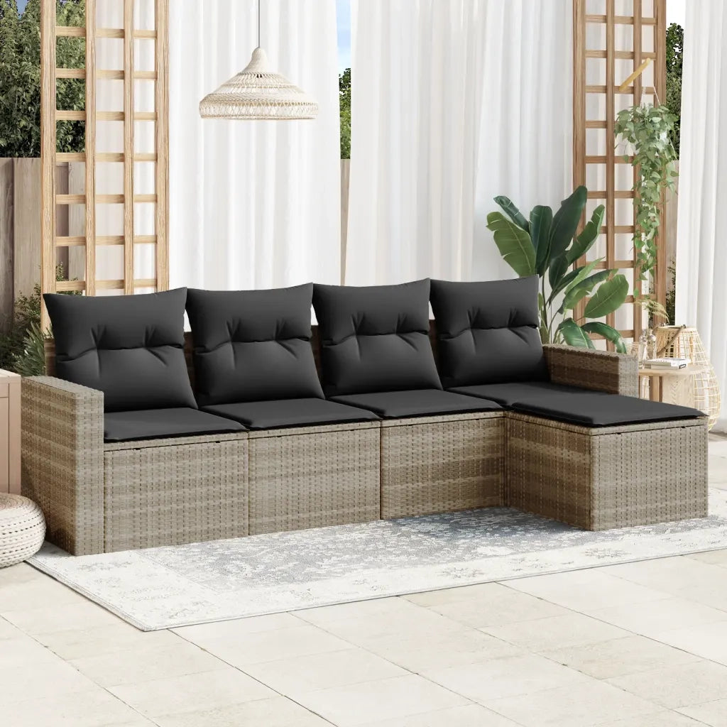 Set Divano da Giardino 5pz con Cuscini Grigio Chiaro Polyrattan 3218882