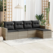 Set Divano da Giardino 5pz con Cuscini Grigio Chiaro Polyrattan 3218882