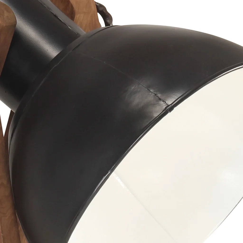 Lampada da Pavimento Nera E27 in Legno Massello di Mango 320589