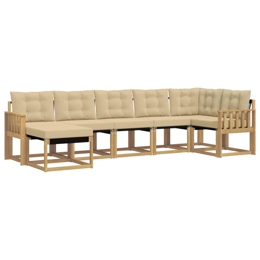Set di divani da esterno con cuscino 7 pcs Bianco e Beige 3389691