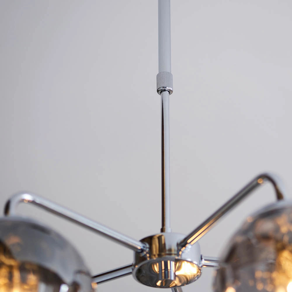 Lampadario DIMPLE Endon cromato 5 luci E14 vetro fumo