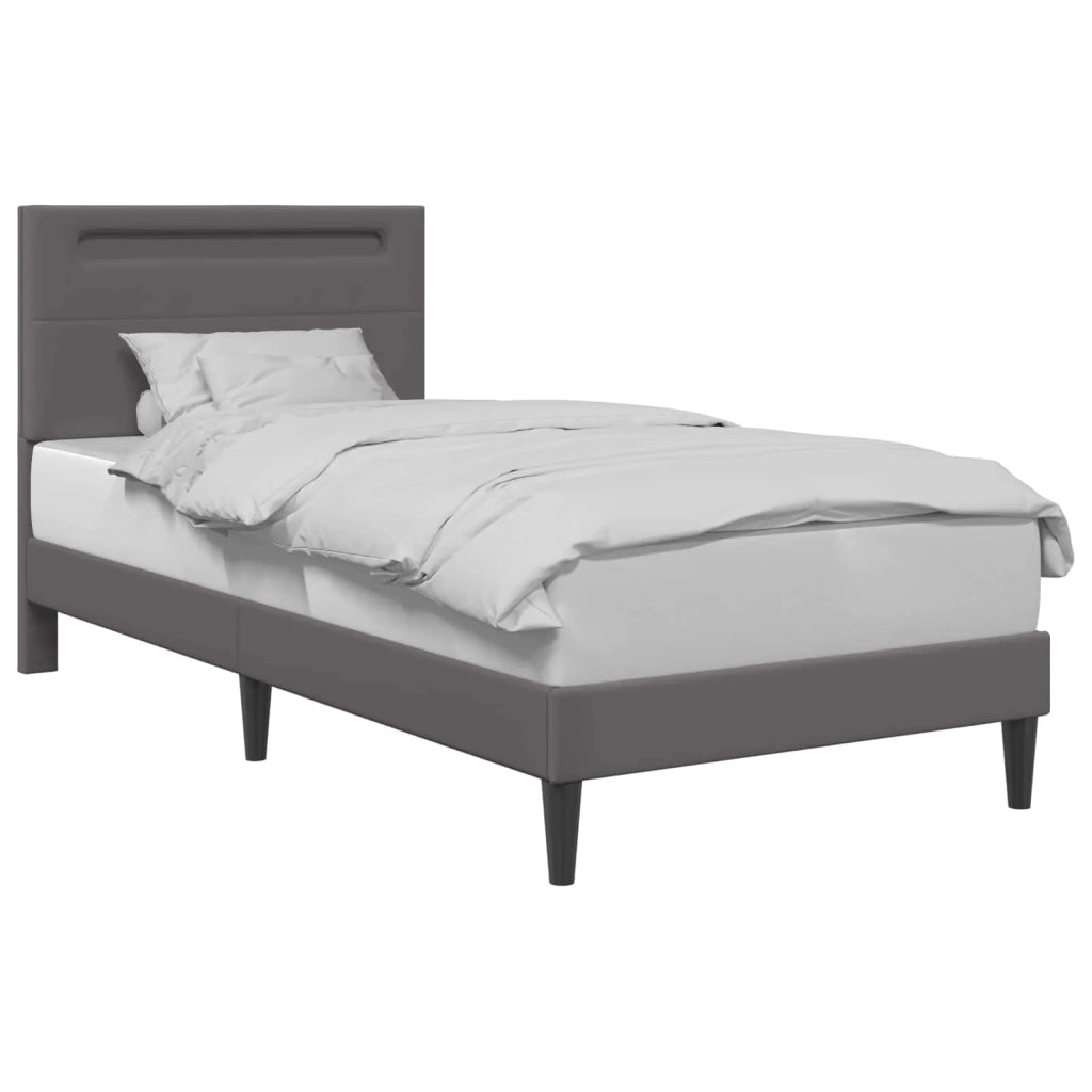 Letto singolo | Letto per adulti | Struttura del letto con testiera Grigio 100 x 200 cm Similpelle