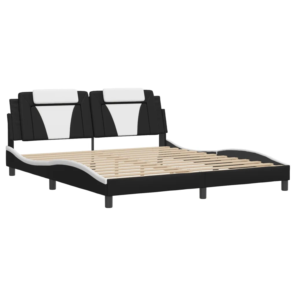 Letto matrimoniale | Letto per adulti | Giroletto Viana con LED senza Materasso Nero e Bianco 180x200 cm