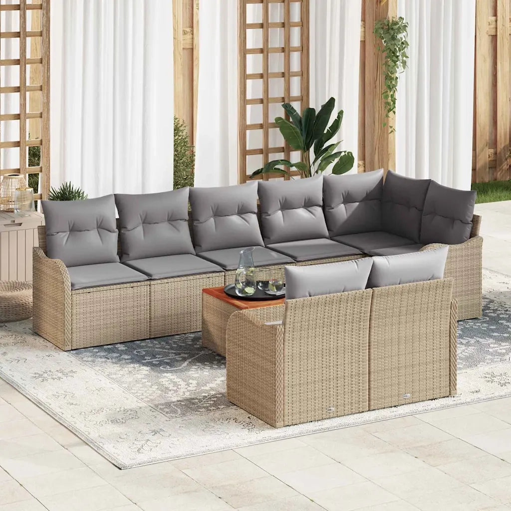 Set Divano da Giardino 9 pcs Beige e Grigio Chiaro polyrattan 3356138