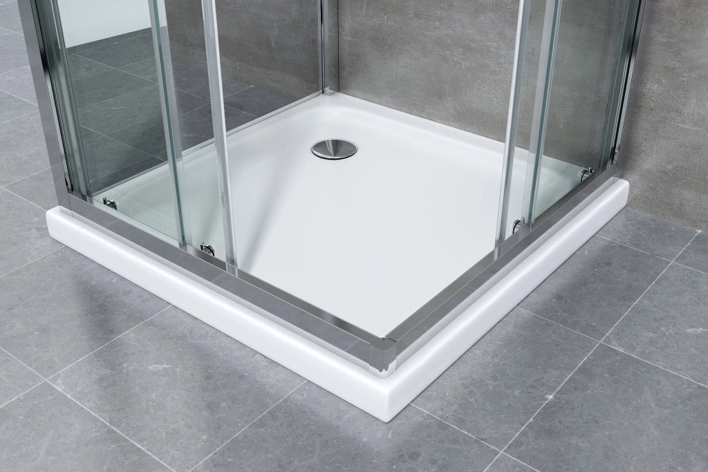 Box Cabina Doccia 3 Lati Vetro Fisso Laterale + Due Lati Scorrevoli Vetro 6 mm H 190 cm 70x120x70