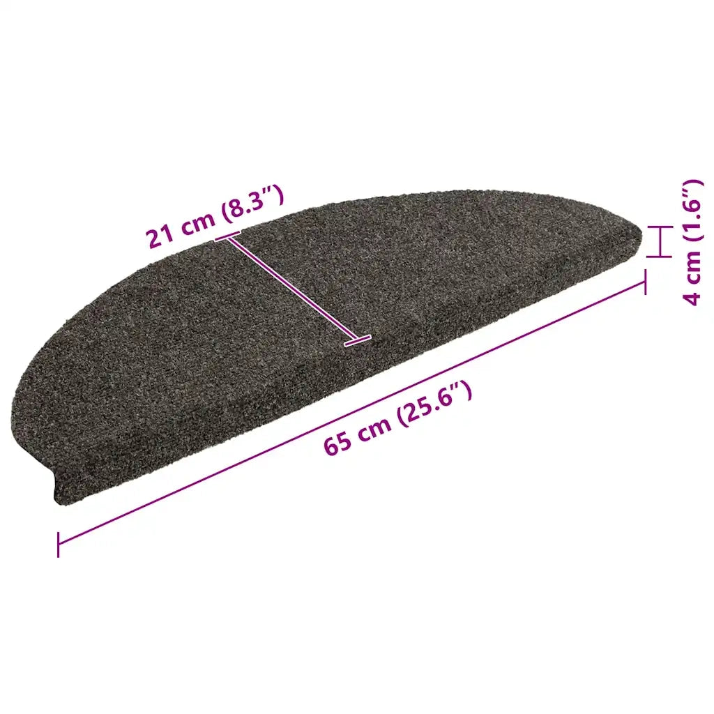 Tappetini per scale autoadesivi 5 pz 65x21x4 cm antracite semicircolari grandi 149714