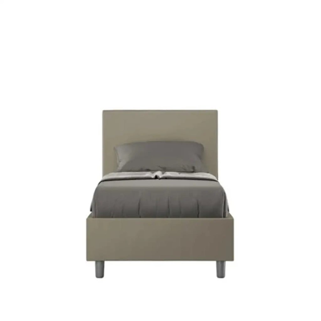 Letto singolo senza rete imbottito 80x210 similpelle cappuccino Adele