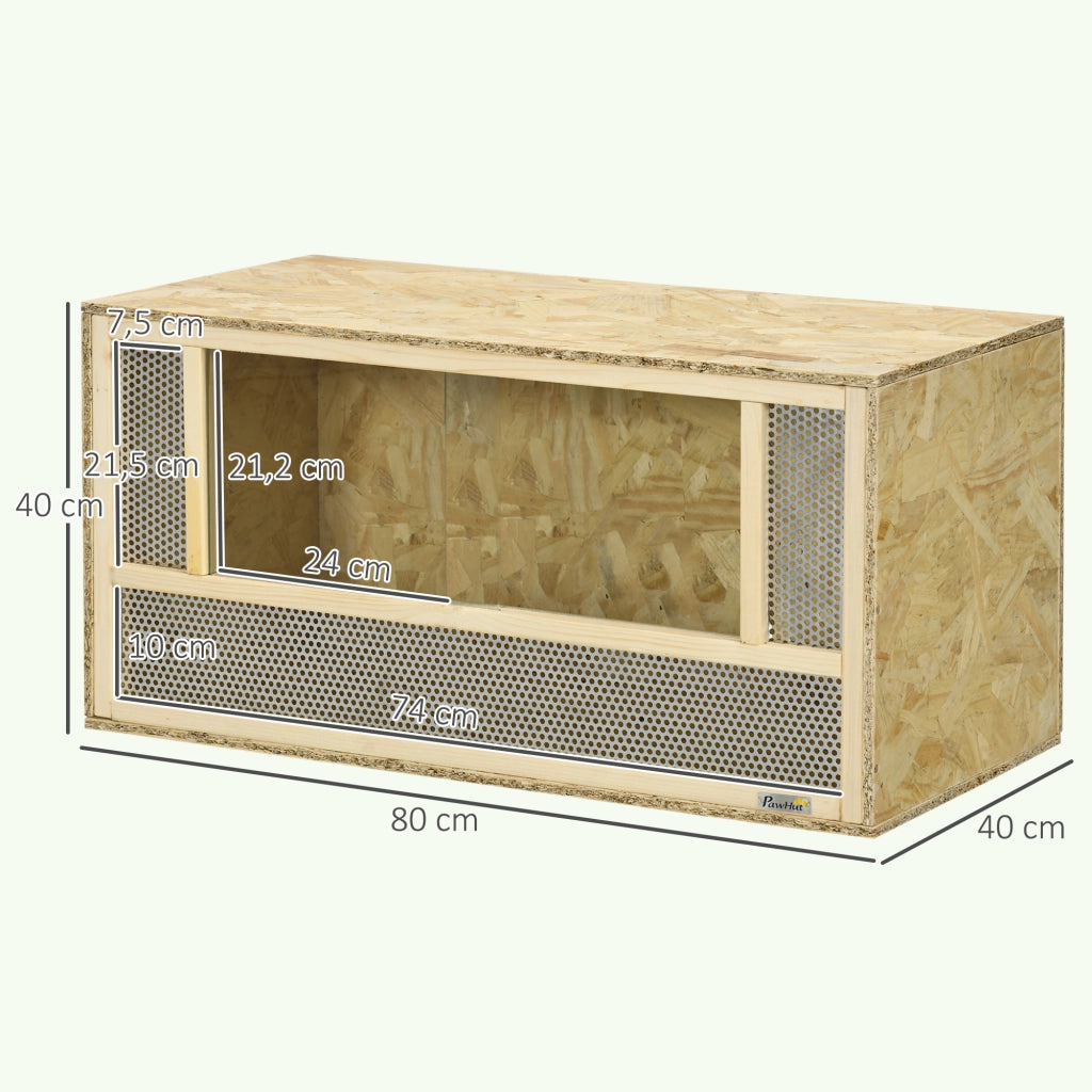 Terrario in legno per rettili con porta scorrevole in vetro ¨C Minimal ¨C 80x40x40 cm naturale
