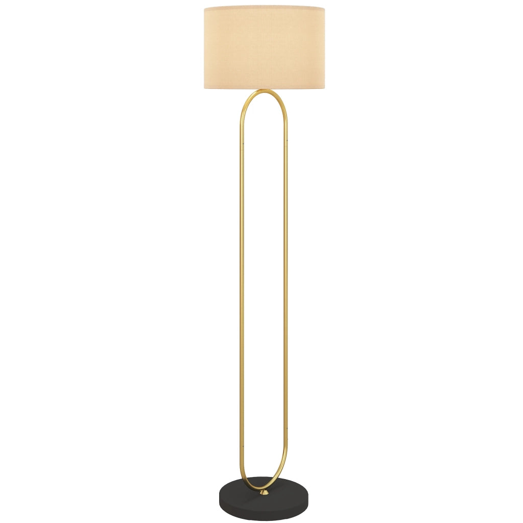 Lampada da terra con paralume in lino e interruttore a piede ¨C zephmum ¨C dorato e nero 156 cm