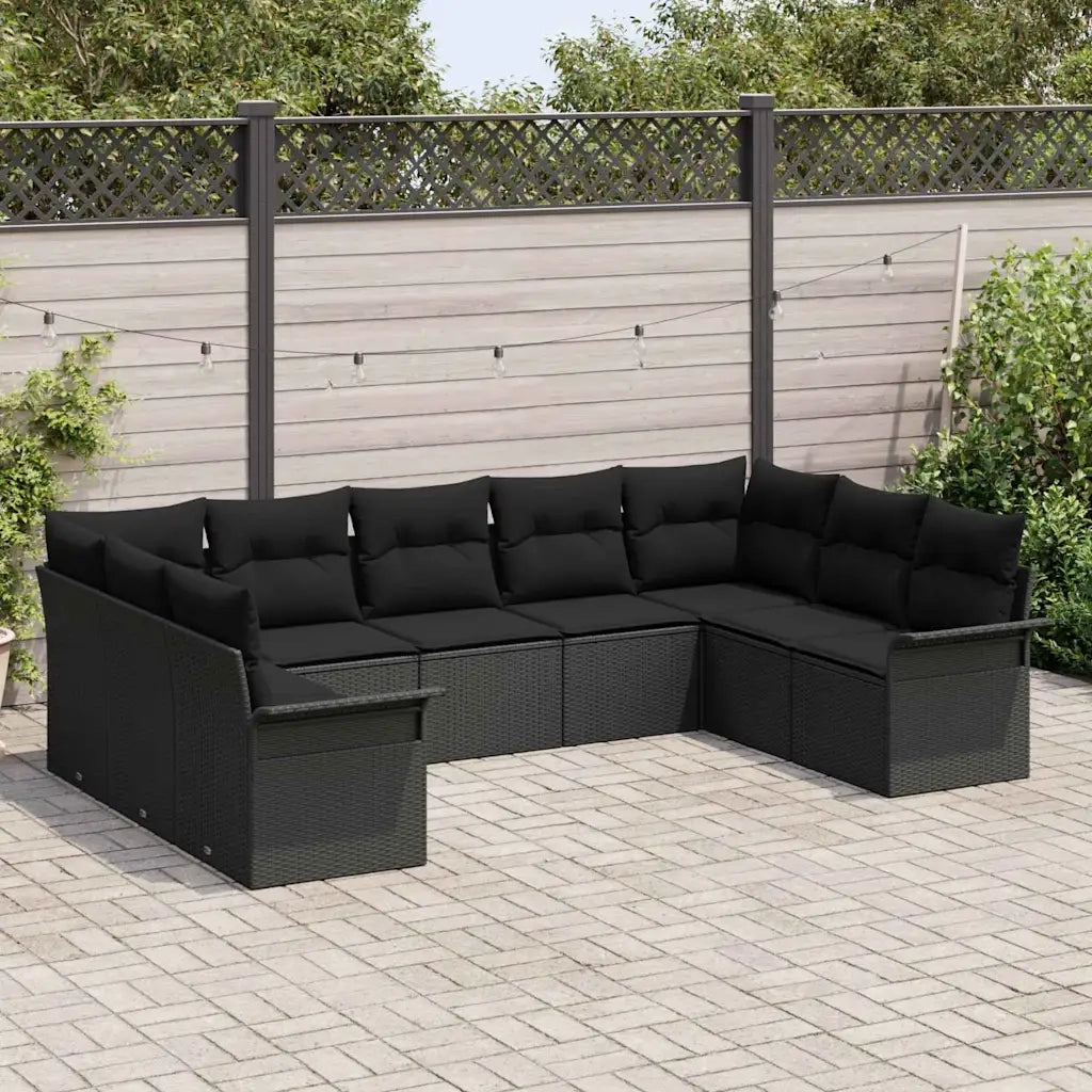 Set Divano da Giardino con cuscino Nero polyrattan 3345523