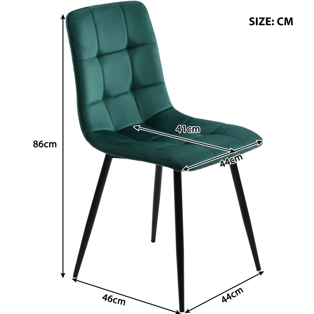 Set Tavolo da Pranzo Rotondo con 4 Sedie ¨C Xylo ¨C Piano Bianco MDF, Gambe Metallo Oro, Velluto Verde, ?100 cm