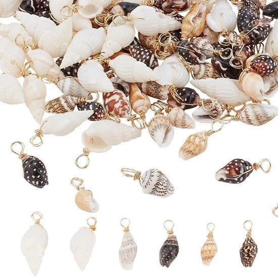 Charms di Conchiglie 120 pezzi - Hanger Naturale - Conchiglie di Mare - Creazione di Gioielli - Artigianato DIY - Per Collana/Bracciale/Orecchino