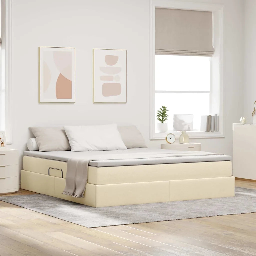 Letto con contenitore e materasso Crema 160 x 200 cm Poliestere 3370240