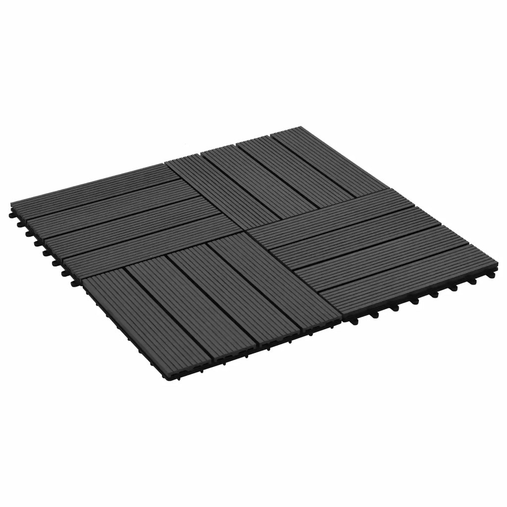 Piastrella per Decking 22 pz Nero 30 x 30 cm WPC CFW2606194