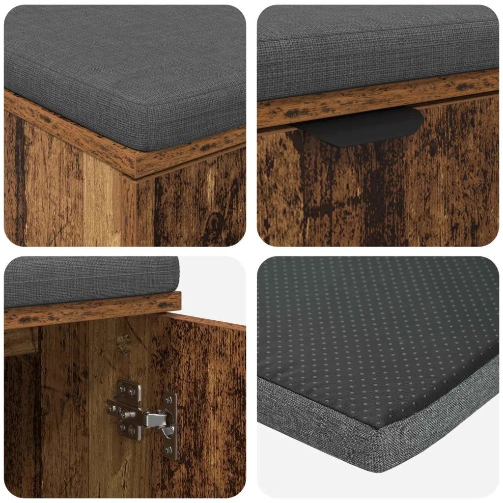 Panca per ingresso con cuscino Legno vecchio 100 x 38 x 46 cm 891494