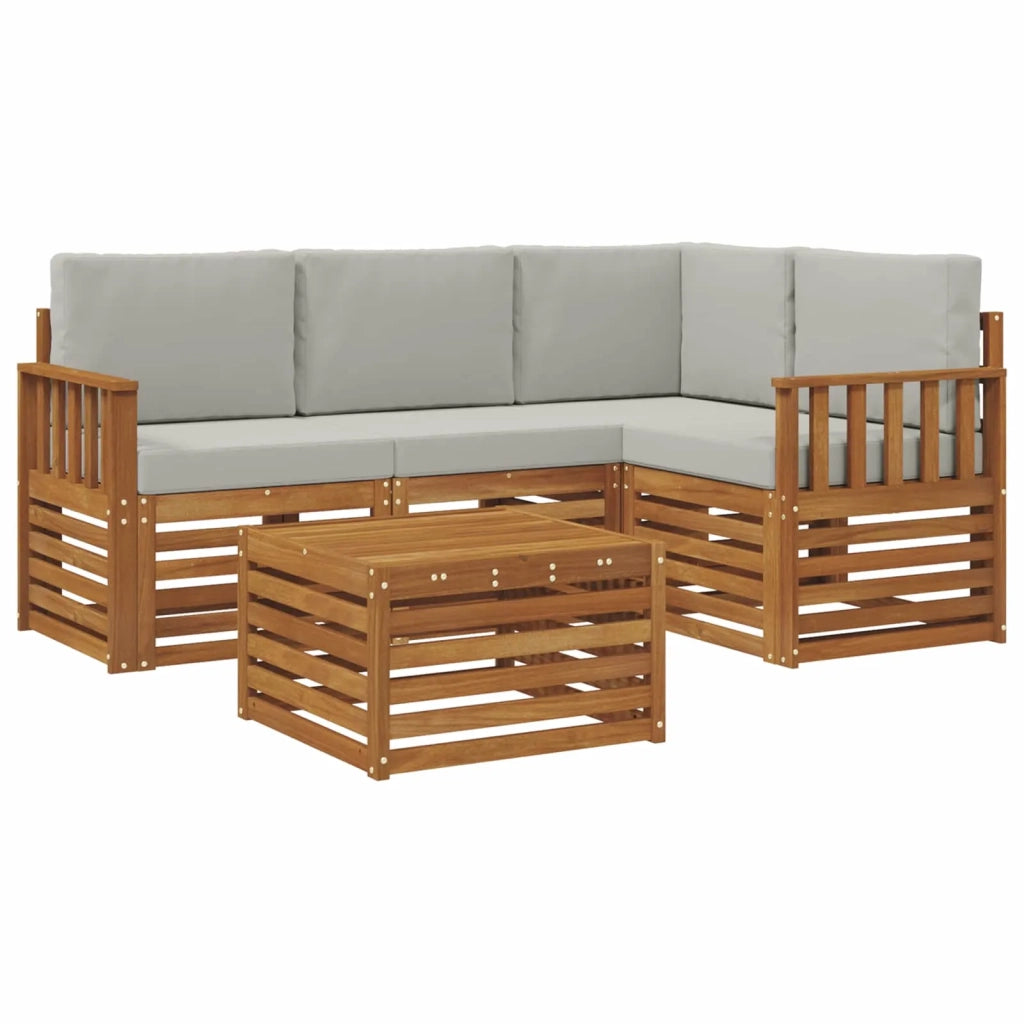 Set di divani da esterno 5 pcs Grigio Naturale e Chiaro 3374761