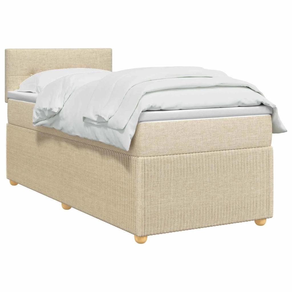 Letto box spring con materasso Crema 90 x 200 cm Tessuto 3452846