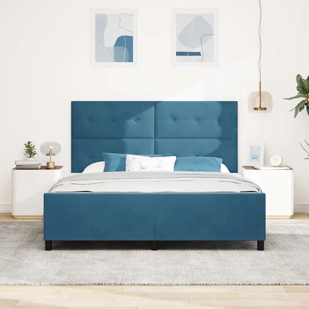 Letto a molle con testiera Blu Scuro 180 x 200 cm Velluto