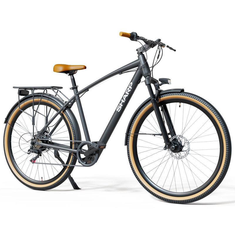SHARP RIGA (BK-DM03E) CITY E-BIKE (NERA) - BICICLETTA ELETTRICA - RUOTE 29"X2.125" - MOTORE BAFANG 250W 36V - BATTERIA  36V 7.8 AH CERTIFICATA  - AUTONOMIA FINO A 60KM