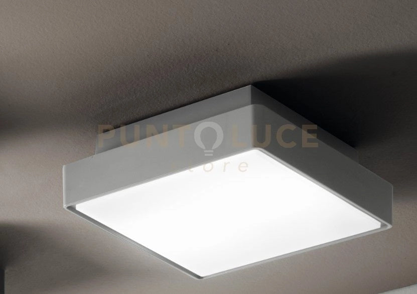 PICCA PLAFONIERA PER ESTERNI GRANDE GRIGIA 30X30CM 2 LUCI ATTACCO E27