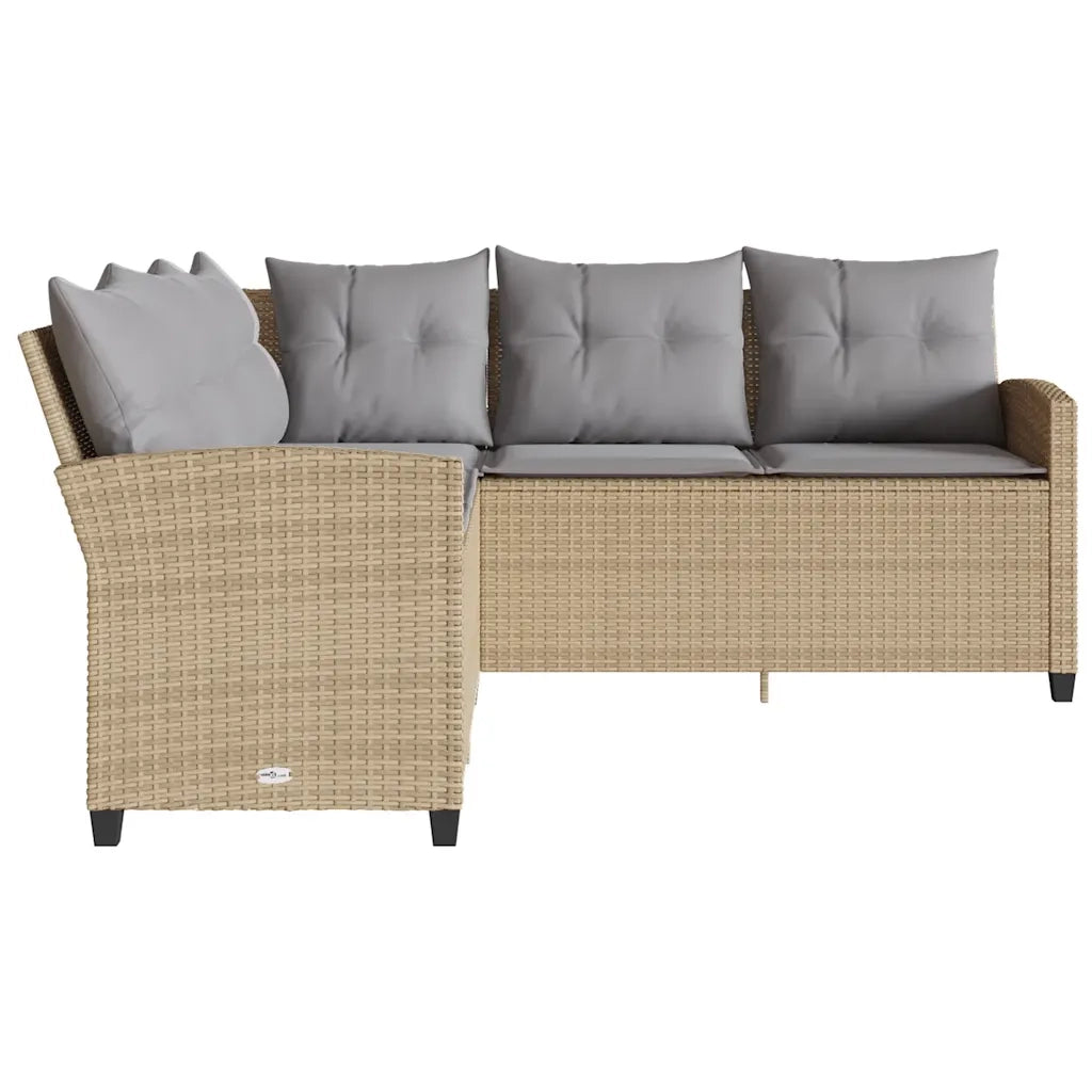 Divano a Forma di L con Cuscini in Polyrattan Beige 365418