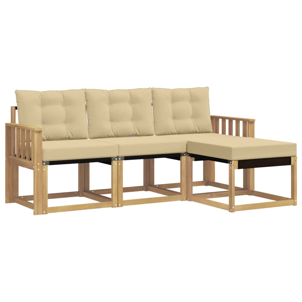 Set di divani da esterno 4 pz Bianco e Beige 3389355