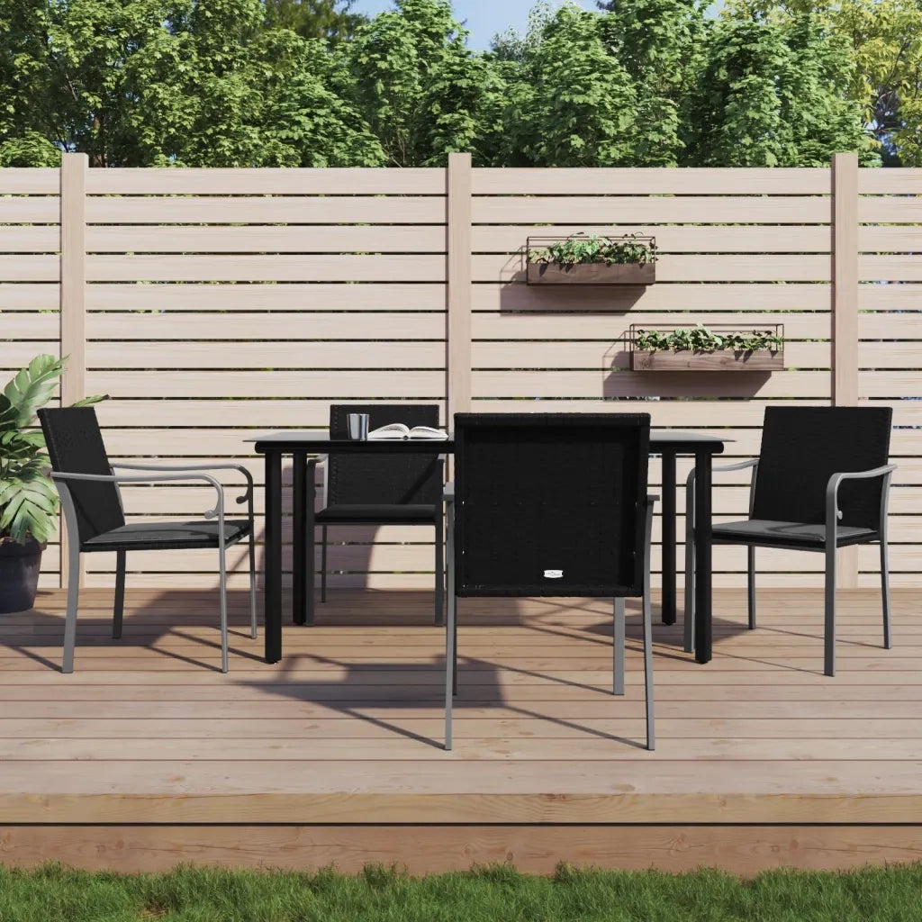 Set Pranzo da Giardino 5pz con Cuscini in Polyrattan e Acciaio 3186963