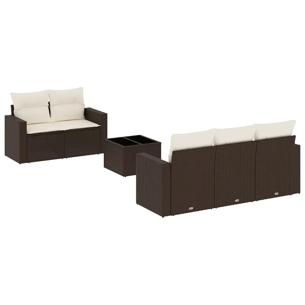 Set Divano da Giardino 6 pz con Cuscini Marrone in Polyrattan 3218693
