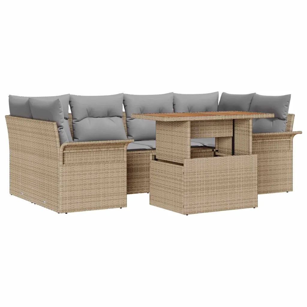 Set Divano da Giardino 7 pcs Beige Poly Rattan 3358023