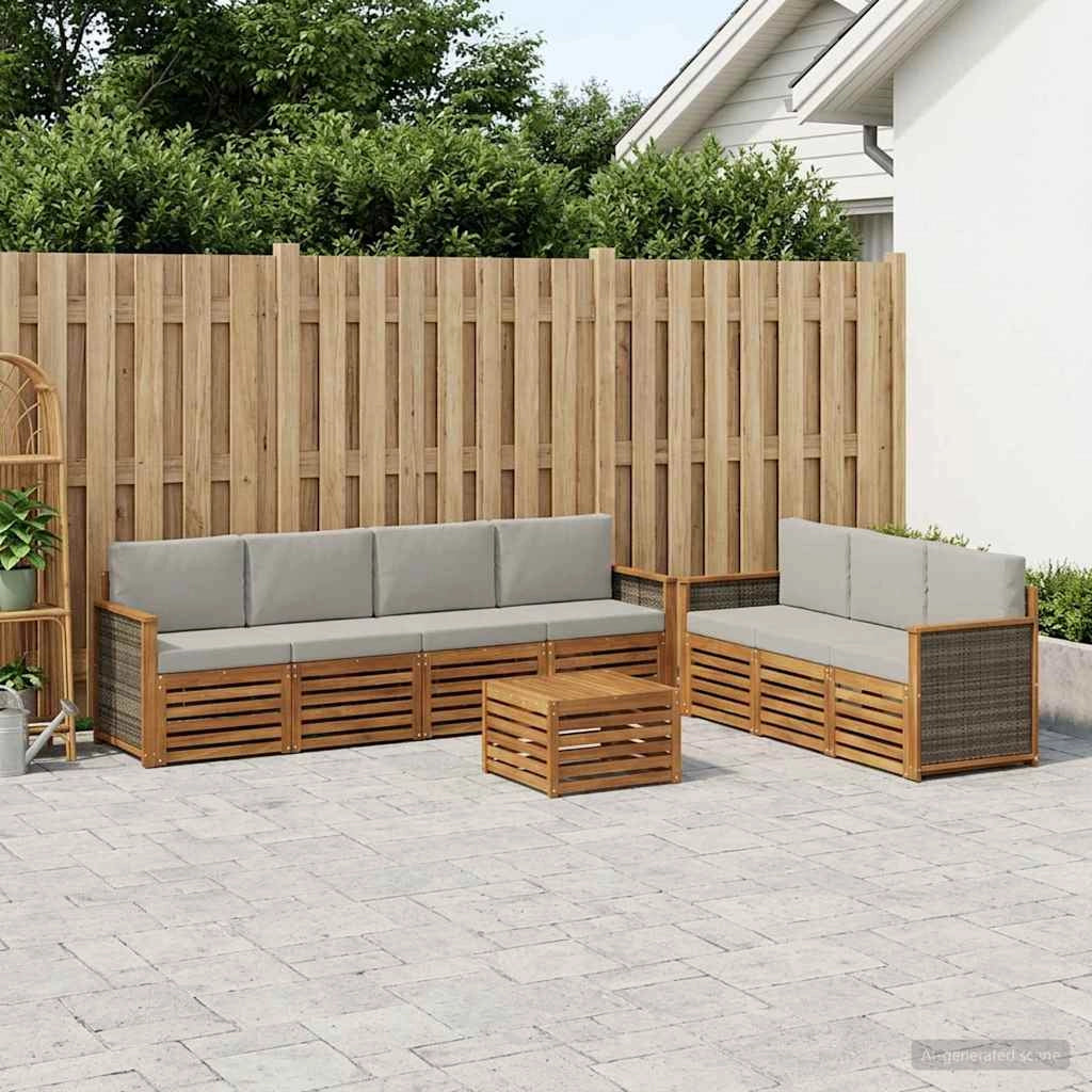 Set divani 8 pz Legno di Acacia Massello 3384107