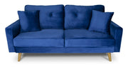 Divano 3 posti in velluto blu piedi in legno - Chloe - DI-CH07VLT-PL