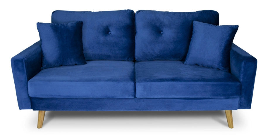 Divano 3 posti in velluto blu piedi in legno - Chloe - DI-CH07VLT-PL