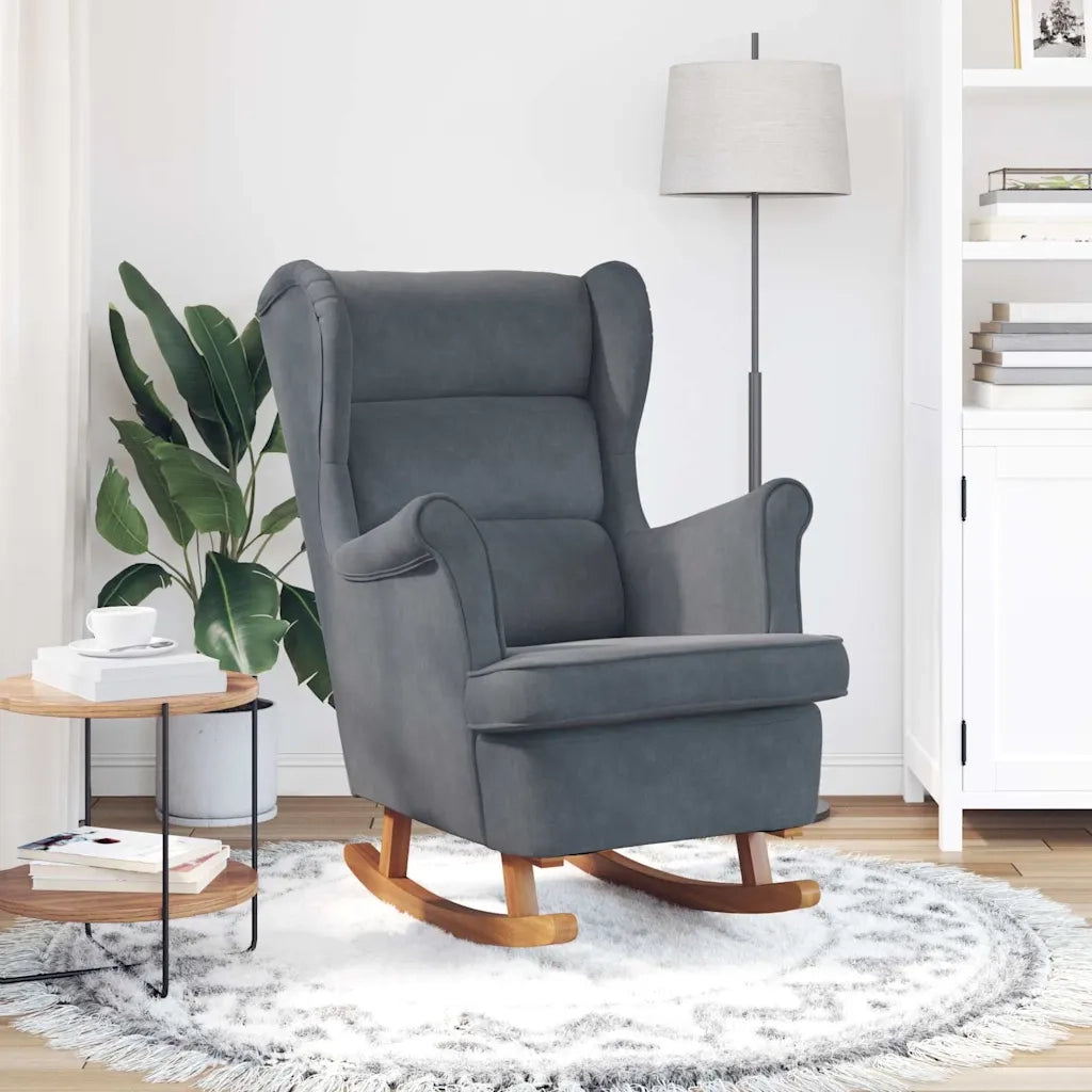 Sedia a dondolo con schienale alto in velluto grigio scuro CFW3736333