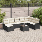 Set Divano da Giardino 9 pcs Nero e Crema polyrattan 3358936