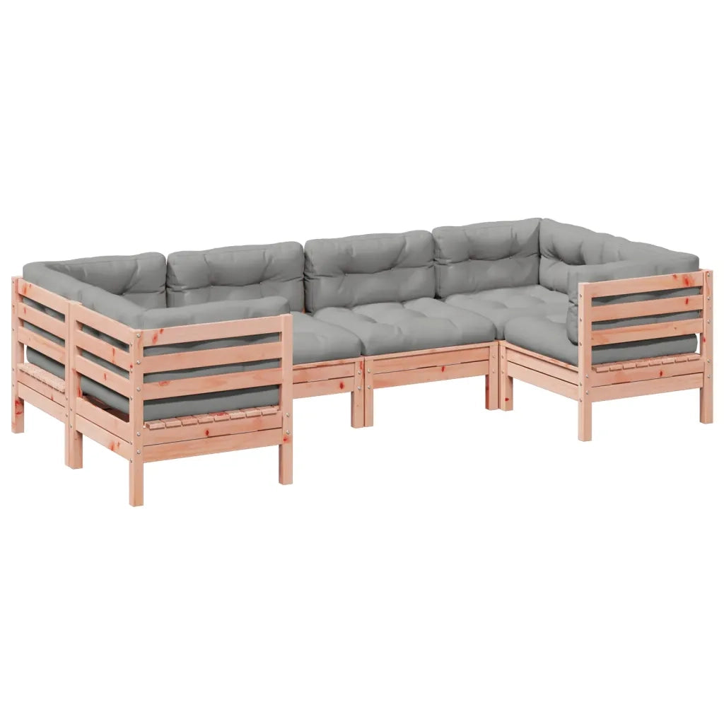 Set Divani Giardino 6 pz Cuscini Legno Massello Abete Douglas