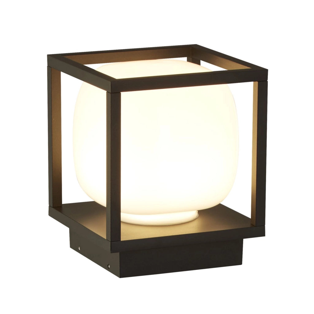 Lampada da parete esterna Athens - Metallo nero e vetro opalino