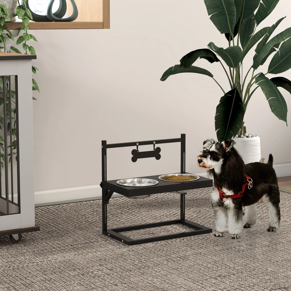 Portaciotole per Cani Rialzato ¨C Minimal ¨C Nero, Acciaio
