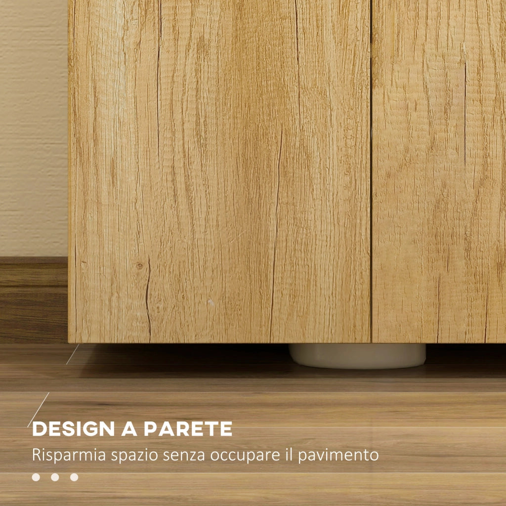 Mobile Bagno Sottolavabo Sospeso a 2 Ante con Ripiani in Legno ¨C Minimal ¨C Naturale 60x30x
