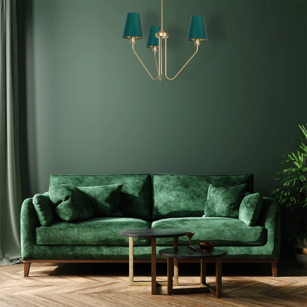 Lampadario Milagro Victoria 3 luci E27 verde ottone