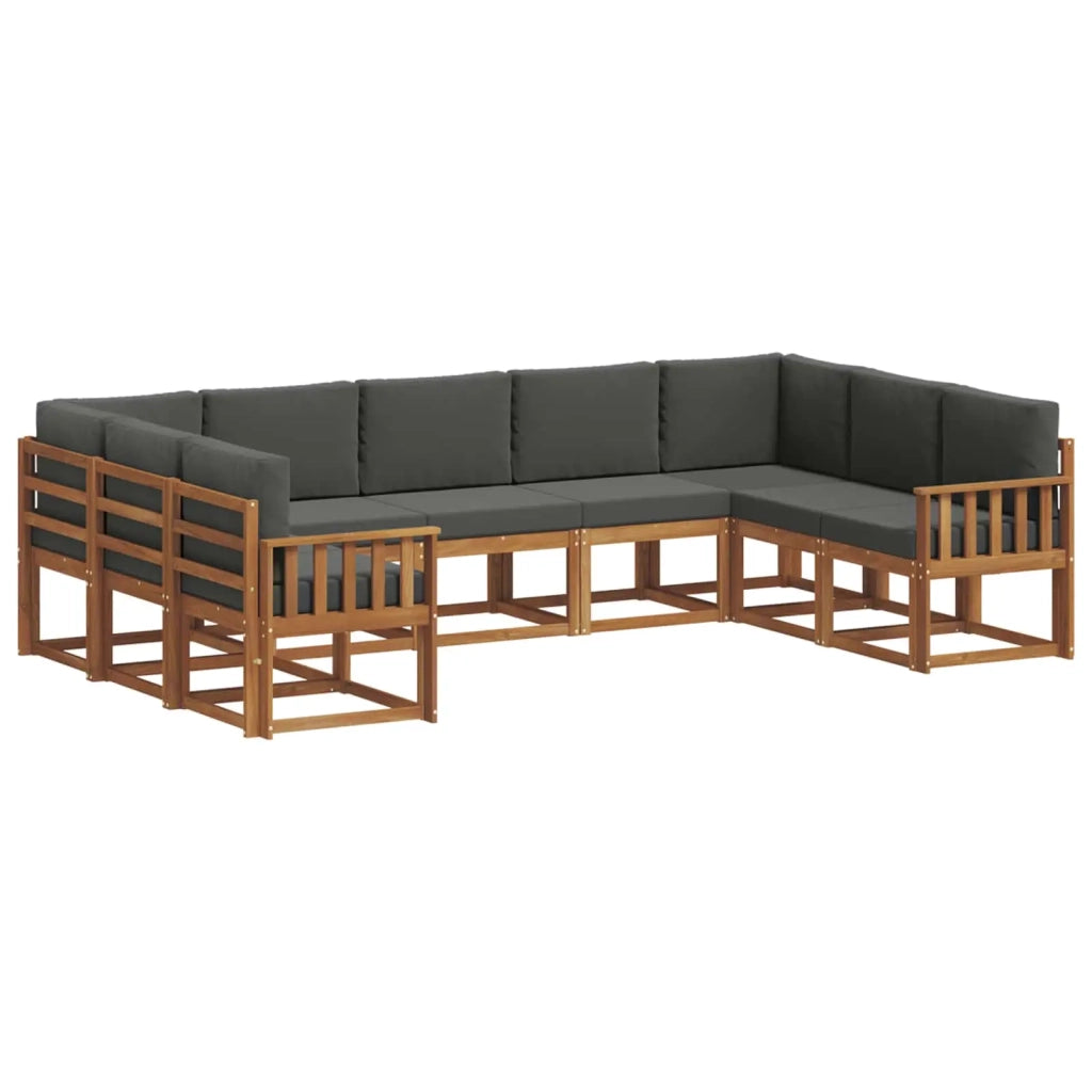 Set di divani da esterno con cuscino 9 pcs Naturale e Antracite 3366980