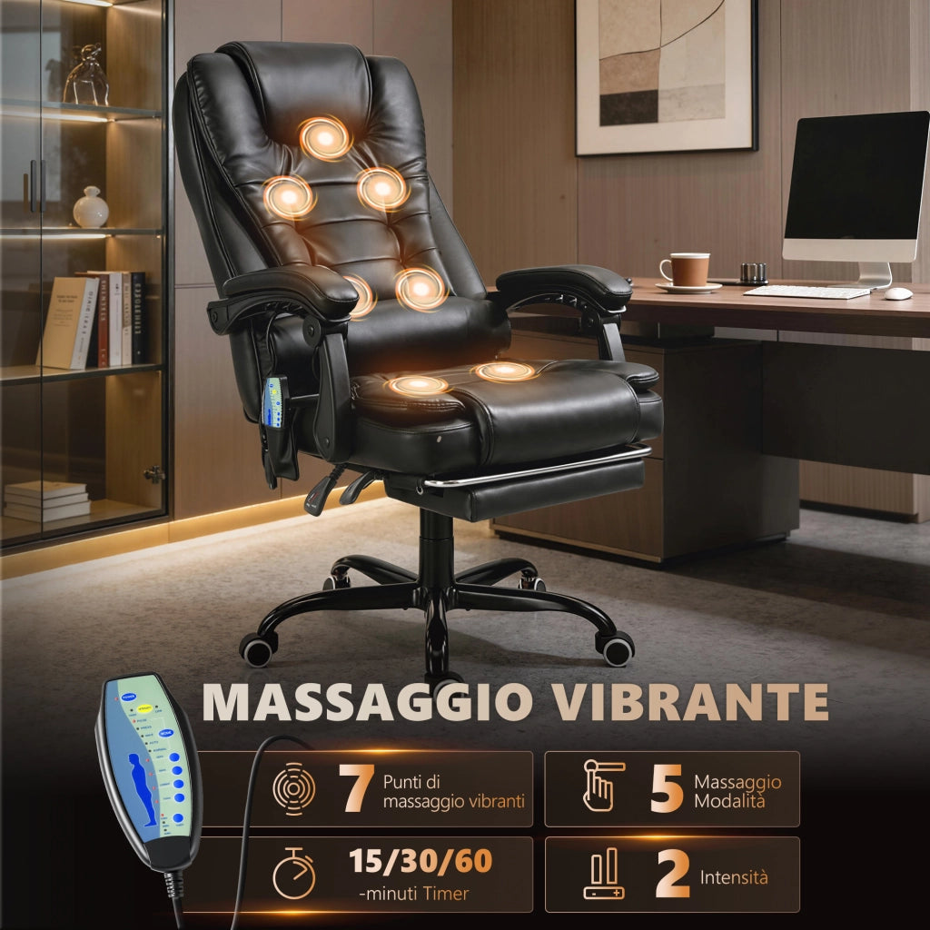 Poltrona Massaggiante Reclinabile con Poggiapiedi ¨C Minimal ¨C Nero