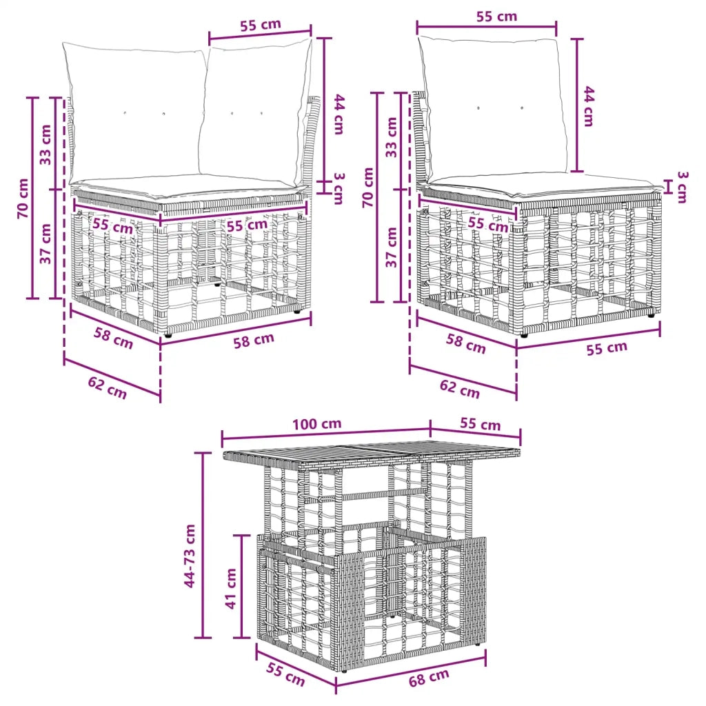 Set Divano da Giardino 10 pz Naturale e Bianco Crema polyrattan 3437874