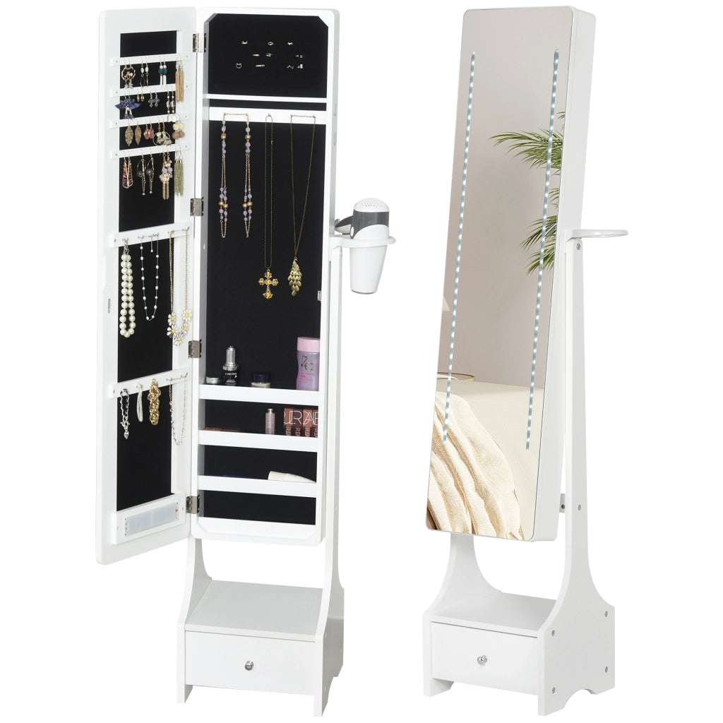 Armadio Portagioie con Specchio e Luci LED ¨C Minimal ¨C Bianco