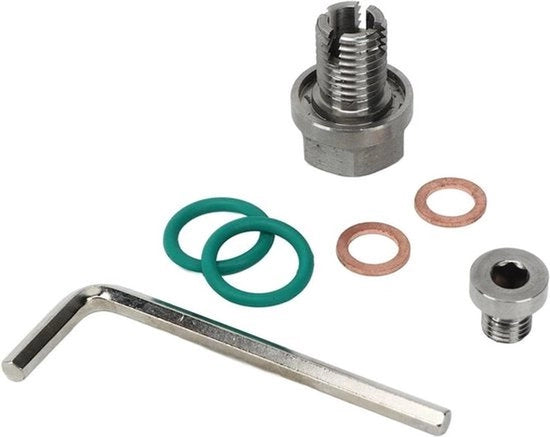 Set di riparazione per stop olie di sfuggito - Kit di vite di scarico per oli - Grande formato - Olio di riparazione con vite a dente - Adatto a tutti i marchi di automobili - Nero - Soluzione per perdite di olio con accessori