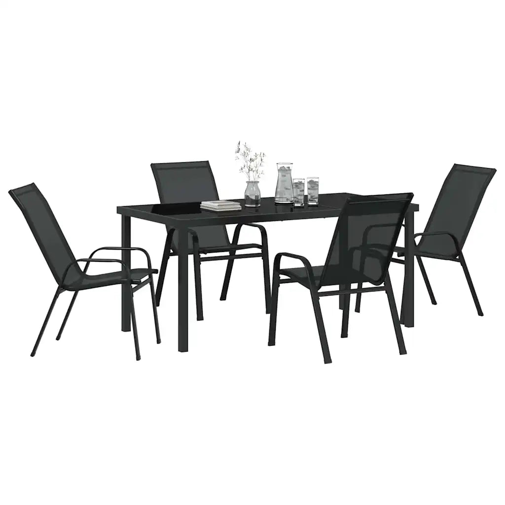 Set da Pranzo per Giardino 5 pcs Nero