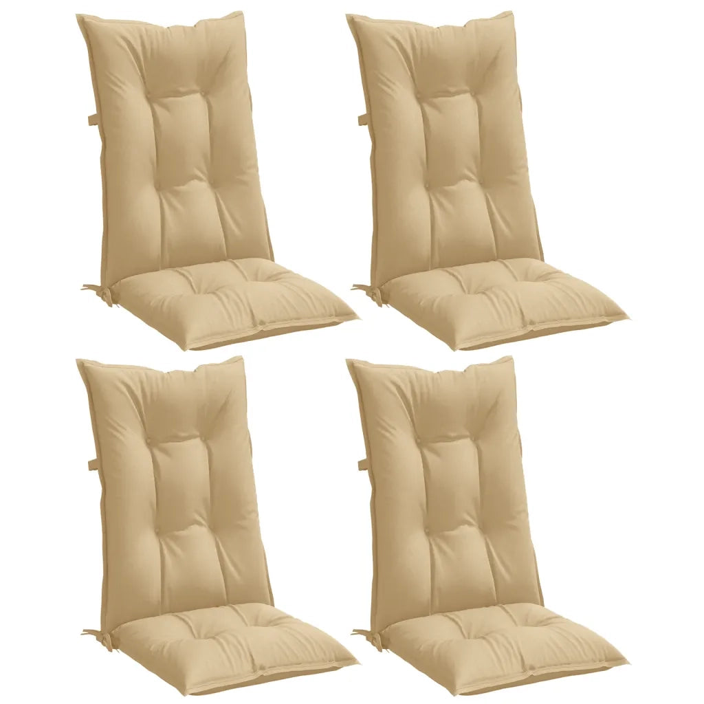 Cuscini Sedia Schiena Alta 4 Beige Mélange 120x50x7 Tessuto 4002356