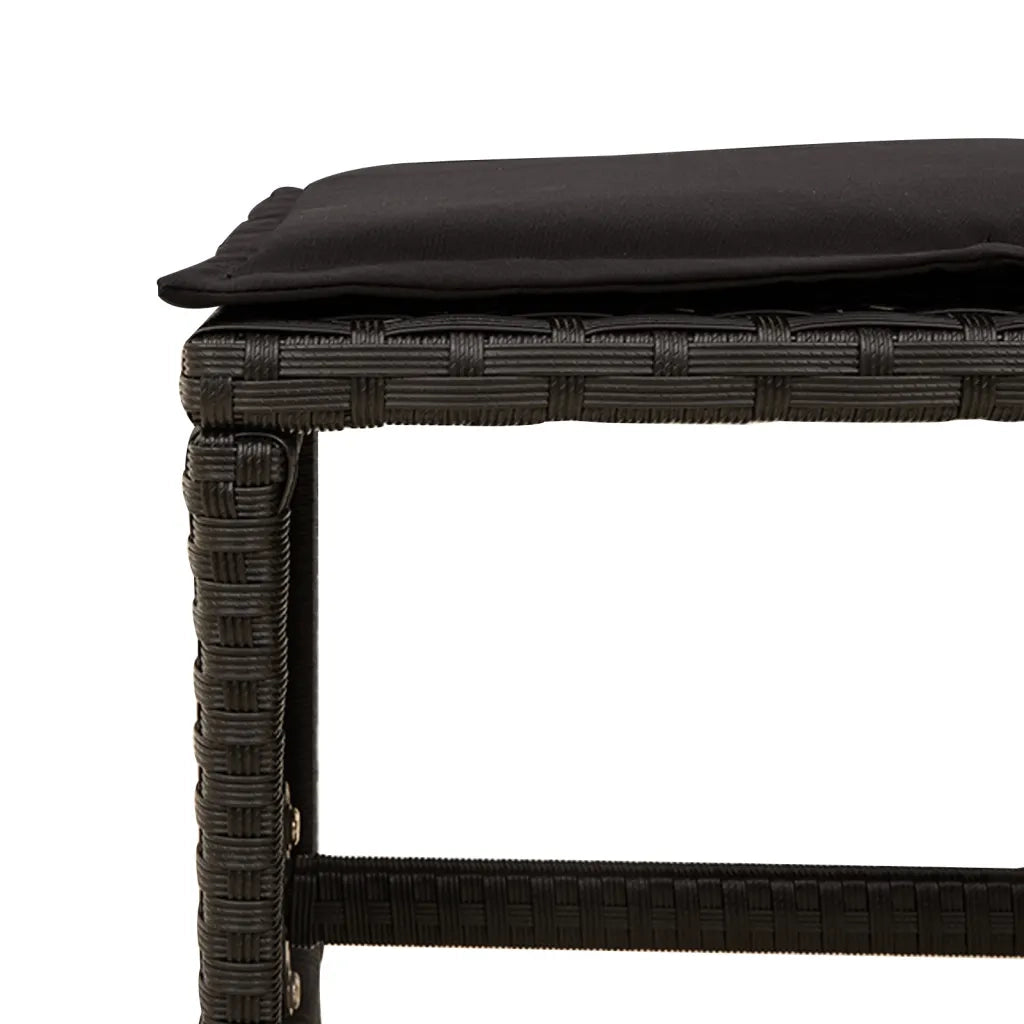 Set da Pranzo da Giardino 9 pz con Cuscini Nero in Polyrattan 3277902